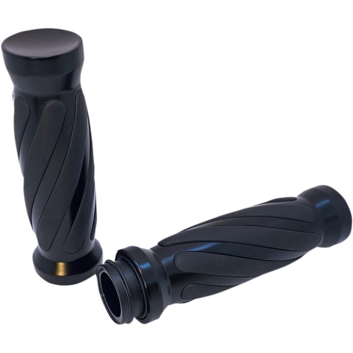 Puños retorcidos de goma personalizados — 127 mm de longitud, diámetro de manillar 25,4 mm (1"), Negro