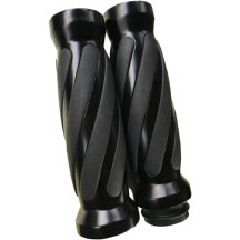 Custom Twisted Rubber Grips — 127 mm length, 25.4 mm (1") handlebar diameter, Black