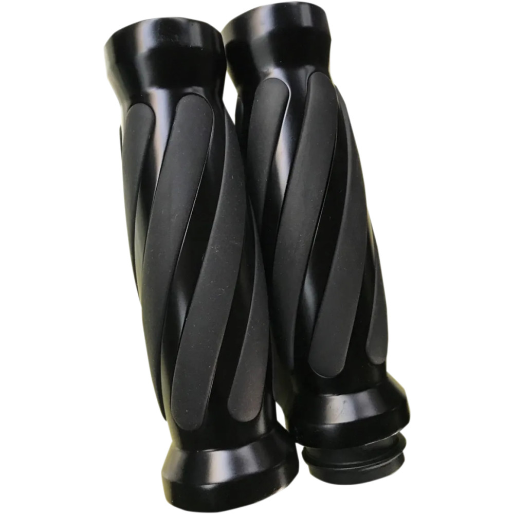 Custom Twisted Rubber Grips — 127 mm length, 25.4 mm (1") handlebar diameter, Black