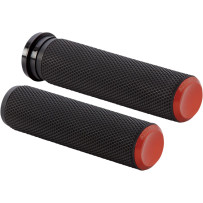 Knurled Grips — 25.4 mm (1") handlebar diameter, Black/Orange, Anodized