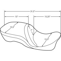 Backrest Compatible 2-Up Leather Touring Seat — 80 cm (31-1/2") , Black