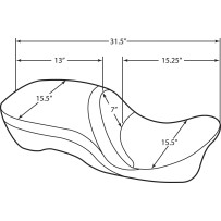 Backrest Compatible 2-Up Leather Touring Seat — 80 cm (31-1/2") , Black