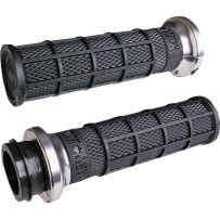 Hart-Luck Signature V-Twin Lock-On™ Grips — 25.4 mm (1") lock-on, anodized black