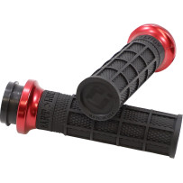 Hart-Luck Signature V-Twin Lock-On™ Grips — 25.4 mm (1") handlebar, Lock-On, Anodized Black/Red