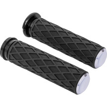 Diamond Grips — 25.4 mm (1") handlebar fit, Black, Chrome