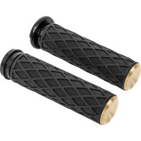 Diamond Grips — 1" handlebar, Black/Brass