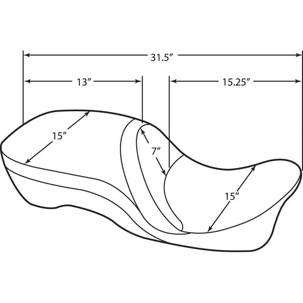 Backrest Compatible 2-Up Leather Touring Seat — 80 cm (31-1/2"), Black