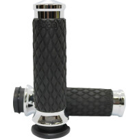 Diamond Contour Grips — 25.4 mm (1") handlebar, 11.7 cm length, chrome