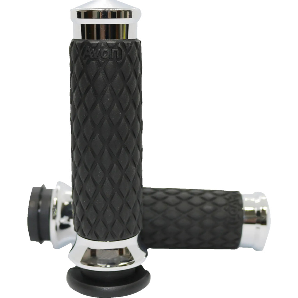 Diamond Contour Grips — 25.4 mm (1") handlebar, 11.7 cm length, chrome