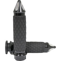 Diamond Contour Grips — 25.4 mm (1 in) handlebar, 11.7 cm (4-5/8 in) length, Black anodized