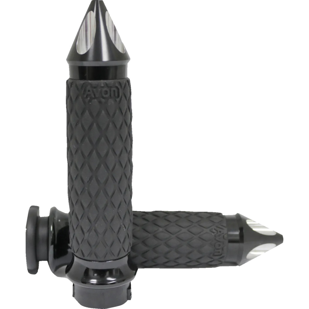 Diamond Contour Grips — 25.4 mm (1 in) handlebar, 11.7 cm (4-5/8 in) length, Black anodized