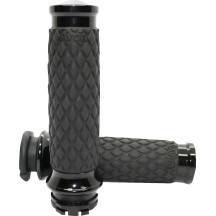 Diamond Contour Grips — 1" handlebar diameter, 4-5/8" length, black anodized
