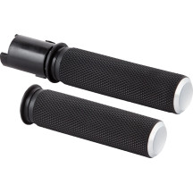 Knurled Grips — 25.4 mm (1") handlebar, Black, Chrome