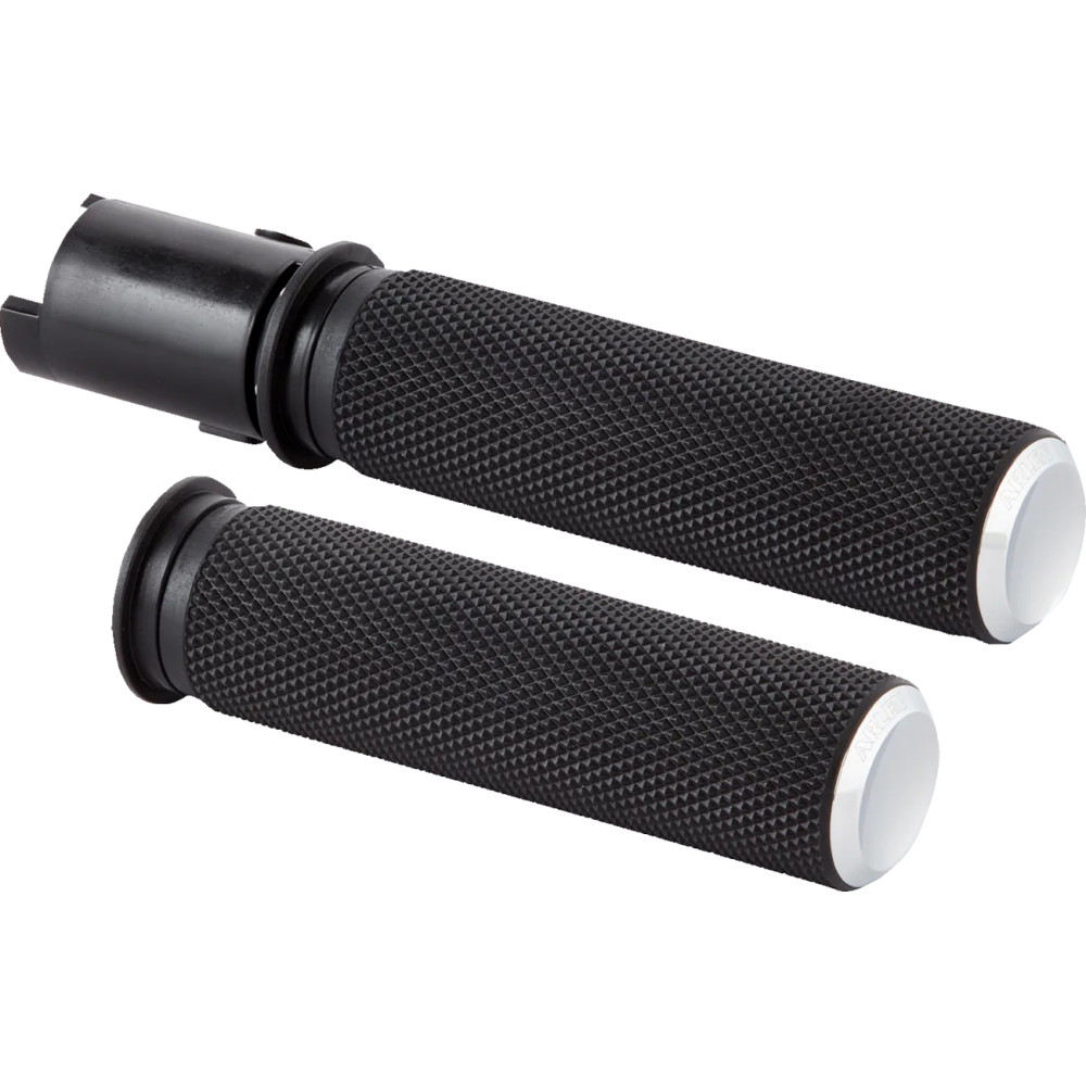 Knurled Grips — 25.4 mm (1") handlebar, Black, Chrome