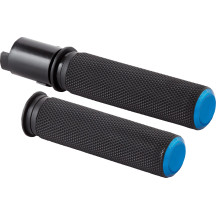 Knurled Grips — 1" handlebar diameter, Black, Blue, Anodized