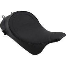 Backrest Compatible Solo Seat — 21-1/2" overall length, 12" width, lowers rider 1/2", Black