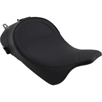 Backrest Compatible Solo Seat — 21-1/2" overall length, 12" width, lowers rider 1/2", Black