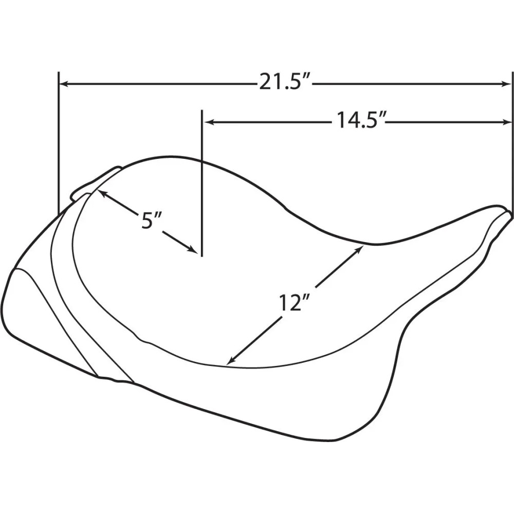 Backrest Compatible Solo Seat — Overall length 54.5 cm (21-1/2"), width 30.5 cm (12"), thickness 44 mm (1-3/4"), Black