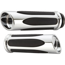 Deep Cut Comfort Series Grips — 25.4 mm (1") handlebar diameter, 14 cm (5.5"), Black/Chrome