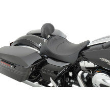 Backrest Compatible Solo Seat — 21-1/2" overall length, 12" width, lowers rider 1/2", Black