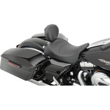 Backrest Compatible Solo Seat — 21-1/2" overall length, 12" width, lowers rider 1/2", Black