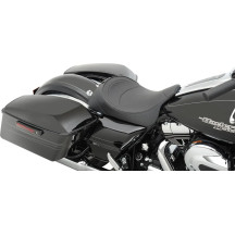 Backrest Compatible Solo Seat — 21-1/2" overall length, 12" width, lowers rider 1/2", Black