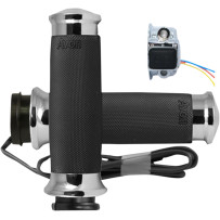 Heated Grips — 25.4 mm (1") handlebar diameter, 14 cm (5-1/2") length, Black, Chrome