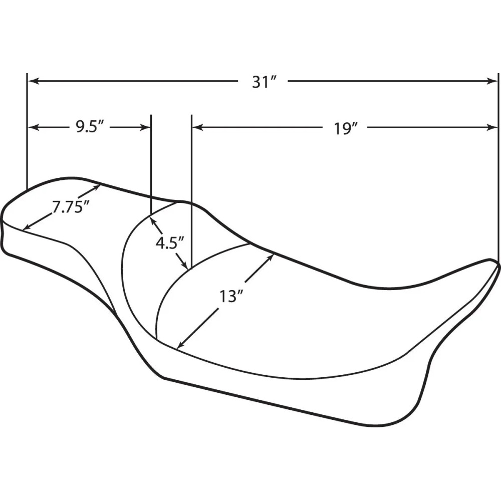Extended Reach 2-Up Predator Seat — 48.5 cm driver length, 79 cm overall