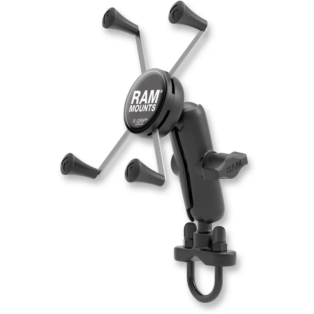 Handlebar Rail Mount with U-Bolt Base and Universal X-Grip® Cradle — U-Bolt mount, Black, X-Grip®