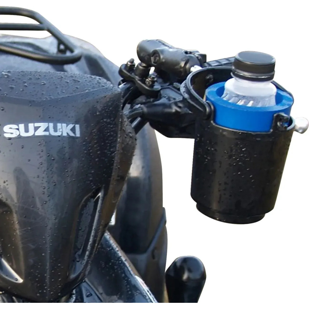 Handlebar Rail Mount with U-Bolt Base, Level Cup™ Drink Holder and Koozie — U-bolt, 1" ball, Black