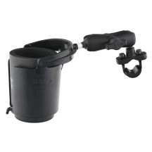 Handlebar Rail Mount with U-Bolt Base, Level Cup™ Drink Holder and Koozie — U-bolt, 1" ball, Black