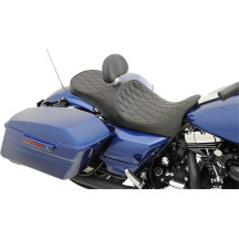 Low Profile Touring Seat — Black, Driver 35 cm (13-3/4"), Width 33 cm (13"), Overall 77.5 cm (30-1/2"), Fits tank: Standard