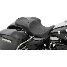 Low Profile Touring Seat — Black, Driver 35 cm (13-3/4"), Width 33 cm (13"), Overall 77.5 cm (30-1/2"), Fits tank: Standard
