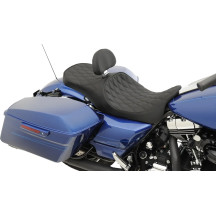 Low Profile Touring Seat — Black, Driver 35 cm (13-3/4"), Width 33 cm (13"), Overall 77.5 cm (30-1/2"), Fits tank: Standard
