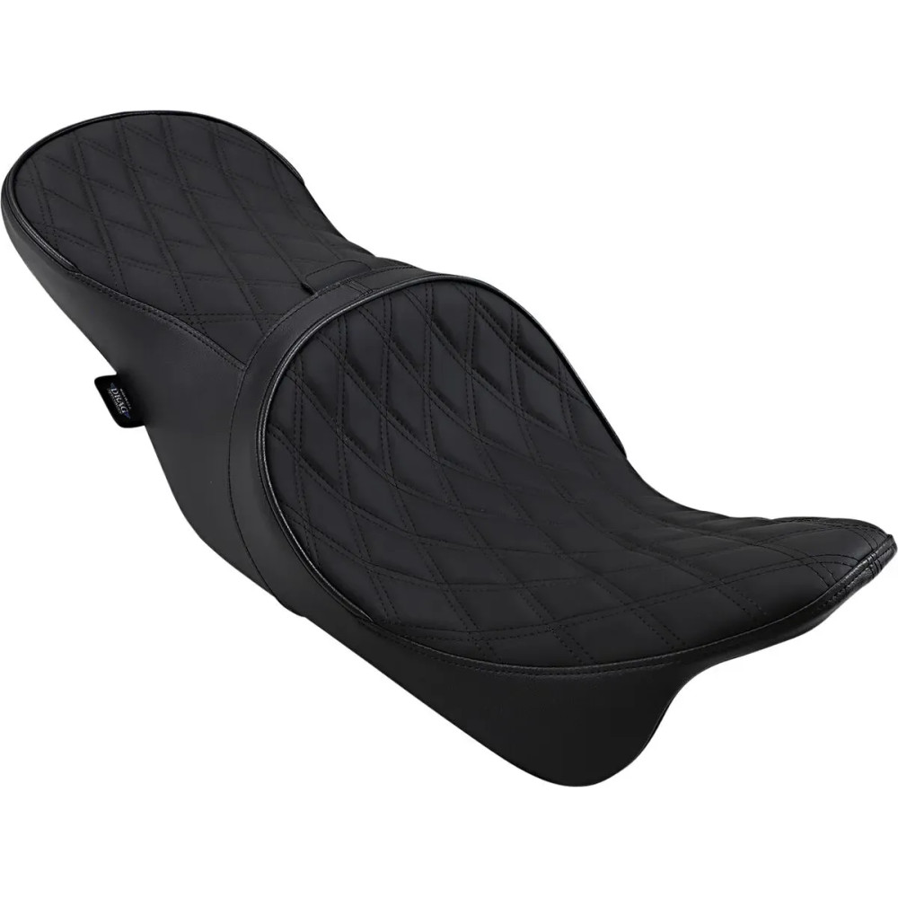 Forward Positioned 2-Up Low Profile Touring Leather Seat — Overall length 30-1/2" (77.5 cm), Black