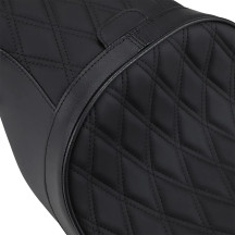 Forward Positioned 2-Up Low Profile Touring Leather Seat — Black, Forward positioning, Overall length 77.5 cm (30-1/2")