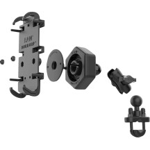 Quick Grip™ Phone Mount with U-Bolt Base — fits rails 1/2"–1-1/4", 1" ball, black
