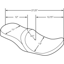 Low Profile Touring Seat — 27-1/4" overall, 13" driver width, Touring fit, Black