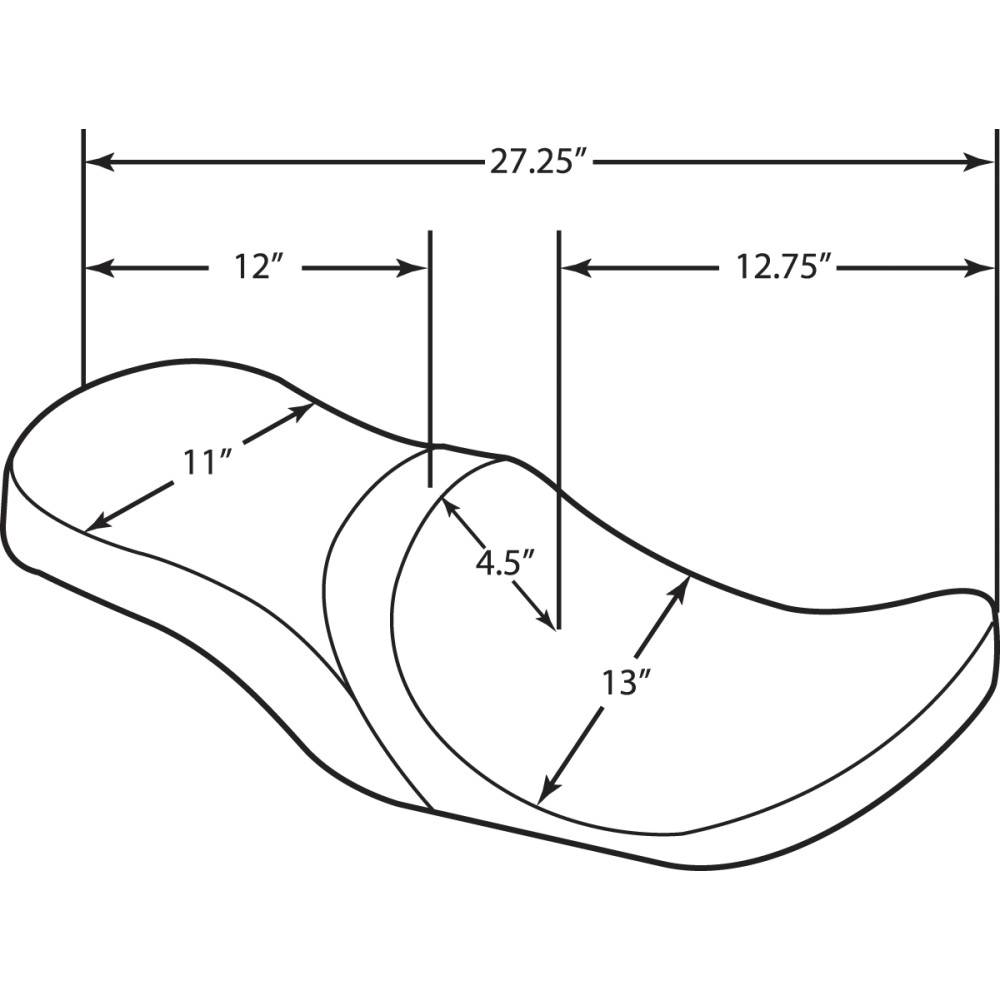 Low Profile Touring Seat — 27-1/4" overall, 13" driver width, Touring fit, Black