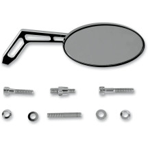 Billet Aluminum Mirror — 63.5 mm head, 127 mm width, 165 mm stem, screw-in mount, matte black