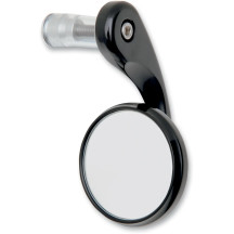 Bar End Shooter Mirror — 64 mm (2-1/2"), fits 7/8"–1", black anodized