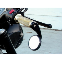 Bar End Shooter Mirror — 64 mm (2-1/2"), fits 7/8"–1", black anodized