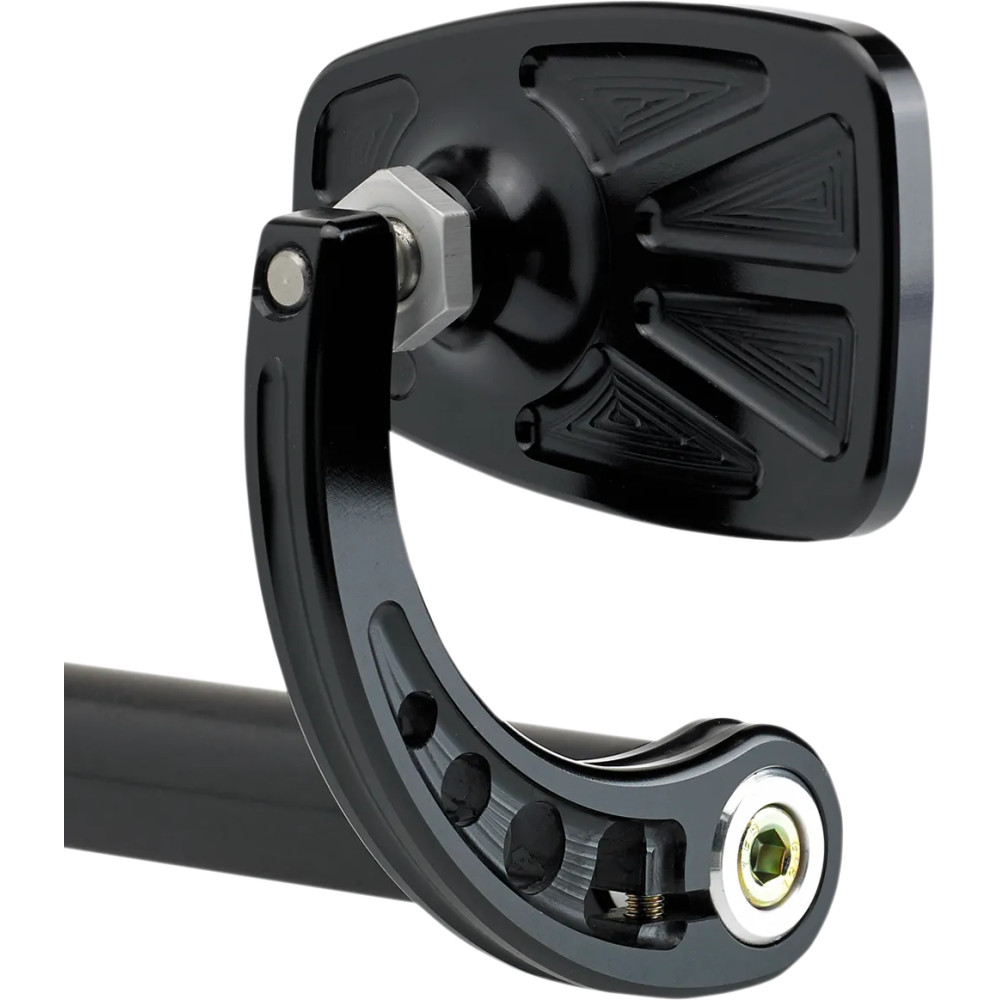 Cafe Style Bar End Mirror — 98 mm x 62 mm, Black anodized