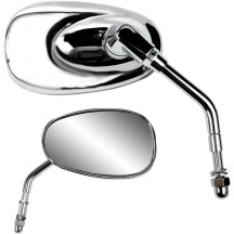 Billet Chrome Mirror — Chrome, 70 mm x 120 mm head, 5 in stem, Screw-In