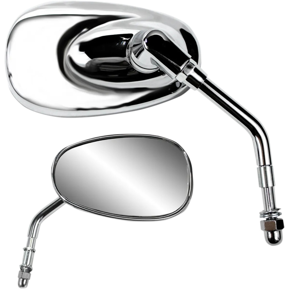 Billet Chrome Mirror — Chrome, 70 mm x 120 mm head, 5 in stem, Screw-In