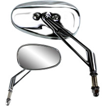 Espejo cromado Billet — 70 mm alto, 152,4 mm vástago, montaje roscado