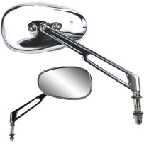 Billet Chrome Mirror — Chrome, 70 mm head, 120 mm wide, 17.78 cm stem, screw-in