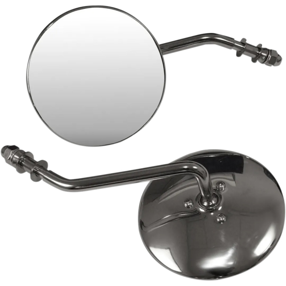 Chrome Universal Stamped Steel Mirror — 10 cm (4") head, 10 cm (4") stem, screw-in