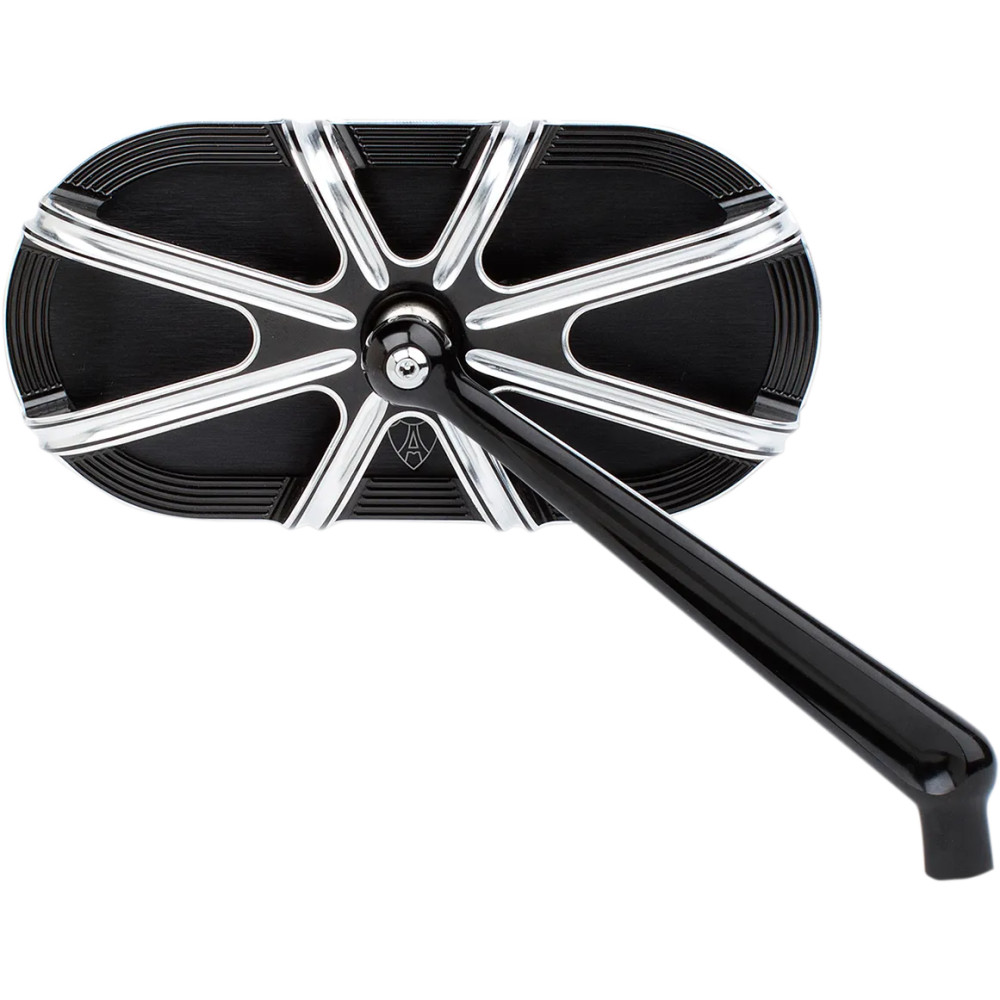 Caged Series Mirror — 14 cm × 64 mm, screw-in mount, Black anodized