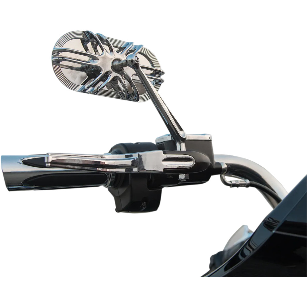 Caged Series Mirror — 64 mm head, 140 mm width, screw-in mount, Chrome